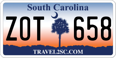 SC license plate ZOT658