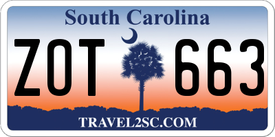 SC license plate ZOT663