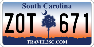 SC license plate ZOT671