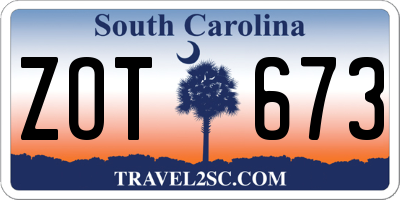 SC license plate ZOT673