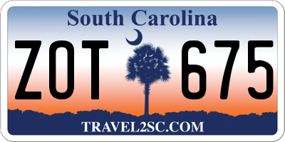 SC license plate ZOT675
