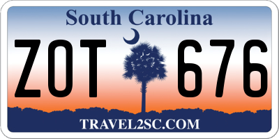 SC license plate ZOT676