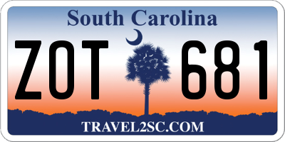 SC license plate ZOT681
