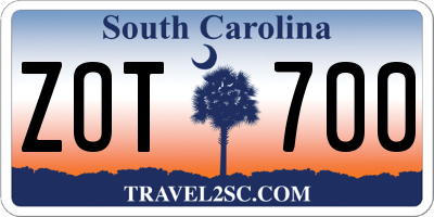 SC license plate ZOT700
