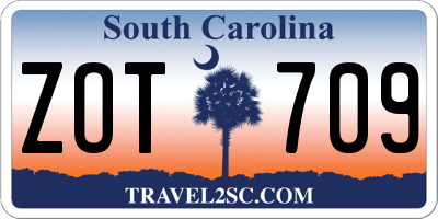 SC license plate ZOT709