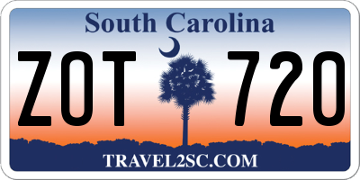 SC license plate ZOT720