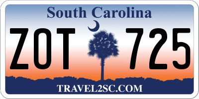 SC license plate ZOT725