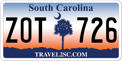 SC license plate ZOT726