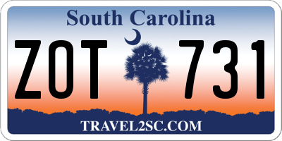 SC license plate ZOT731
