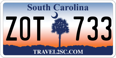 SC license plate ZOT733