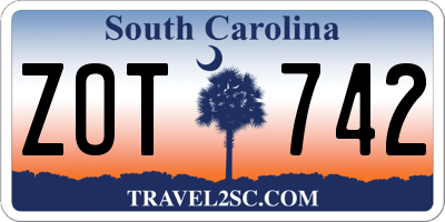 SC license plate ZOT742