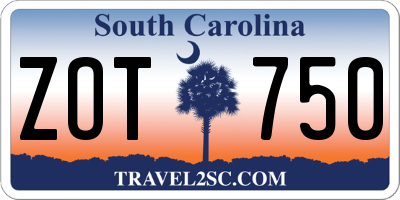 SC license plate ZOT750