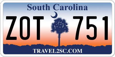 SC license plate ZOT751