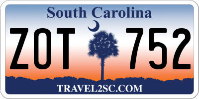 SC license plate ZOT752