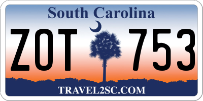 SC license plate ZOT753