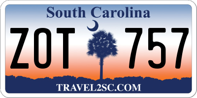 SC license plate ZOT757