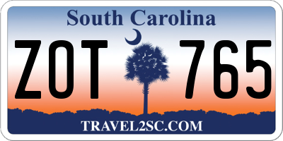 SC license plate ZOT765