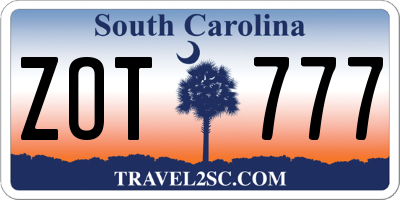 SC license plate ZOT777