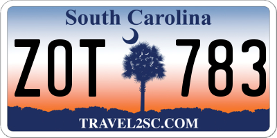 SC license plate ZOT783
