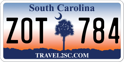 SC license plate ZOT784