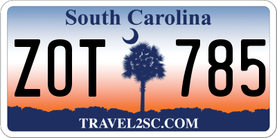 SC license plate ZOT785