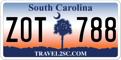 SC license plate ZOT788