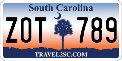 SC license plate ZOT789