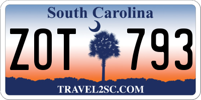 SC license plate ZOT793