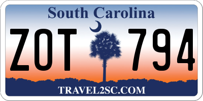 SC license plate ZOT794