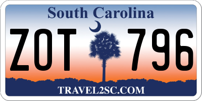 SC license plate ZOT796