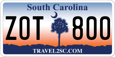 SC license plate ZOT800