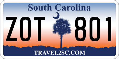 SC license plate ZOT801