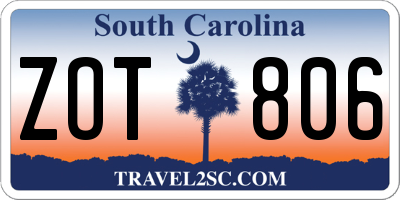 SC license plate ZOT806