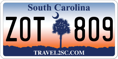 SC license plate ZOT809
