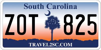 SC license plate ZOT825