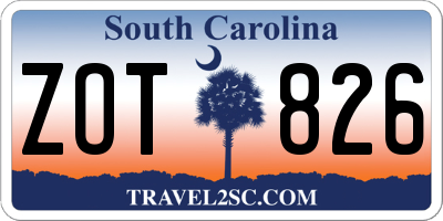 SC license plate ZOT826
