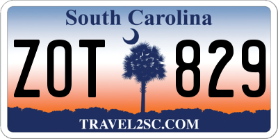 SC license plate ZOT829