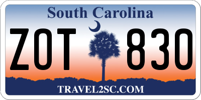 SC license plate ZOT830
