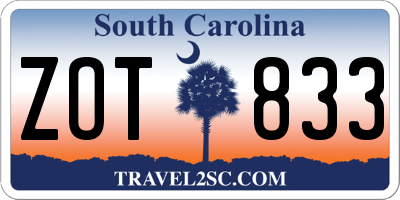 SC license plate ZOT833