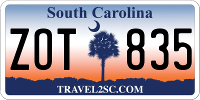 SC license plate ZOT835