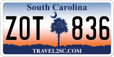 SC license plate ZOT836