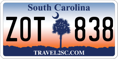 SC license plate ZOT838