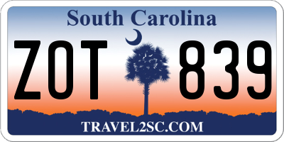 SC license plate ZOT839