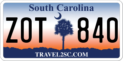 SC license plate ZOT840