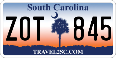 SC license plate ZOT845