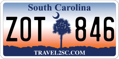 SC license plate ZOT846