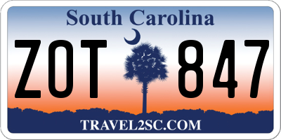 SC license plate ZOT847