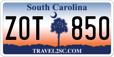 SC license plate ZOT850