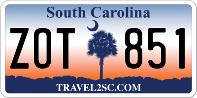 SC license plate ZOT851