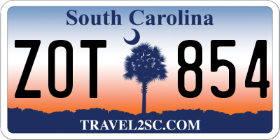 SC license plate ZOT854